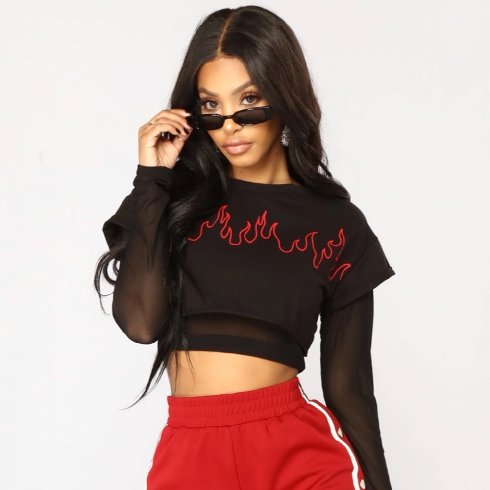 Cropped fashion nova flame top